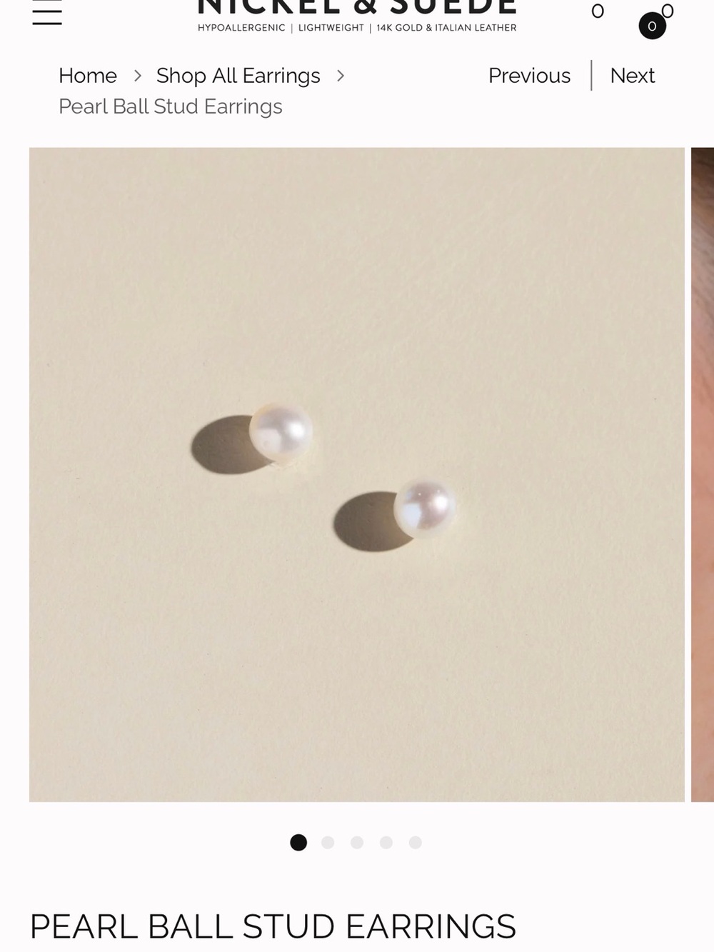 nickel & suede small pearl studs